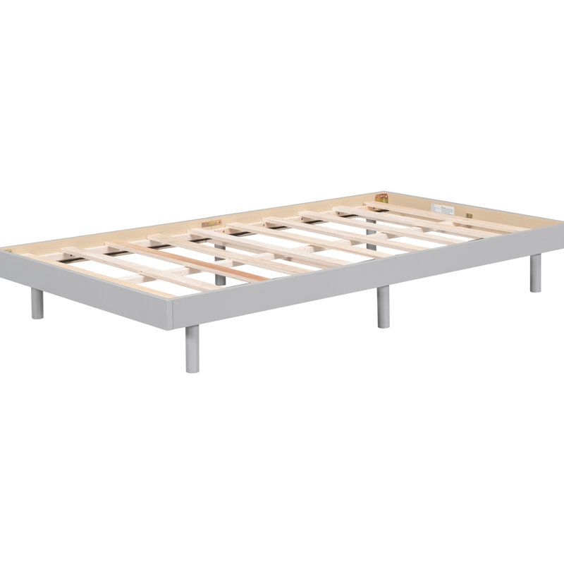 Structure de lit flottante grise pour lit simple avec un design élégant, Gris, Lit simple