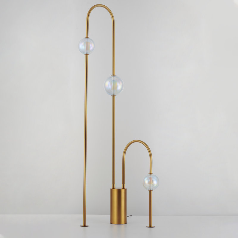 Dreamer LED Floor Lamp, Natural Aged Brass, Iridescent