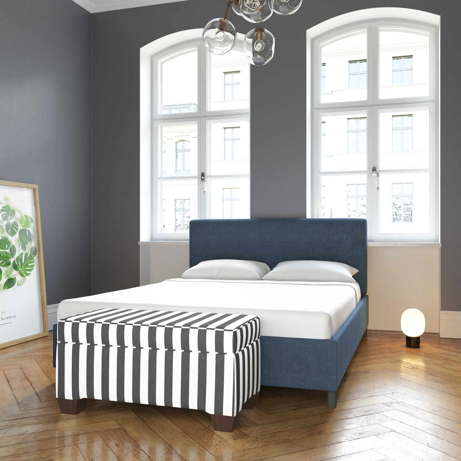 Eisley Pine Bed, King, Classic Navy Linen