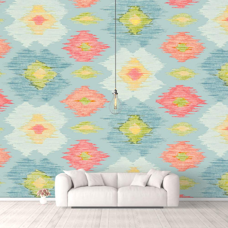 Toile Damask Peel & Stick Toile Border, 100" L x 144" W, Teal
