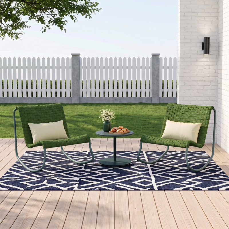 Ensemble de chaises berçantes d'extérieur 2 personnes, Vert