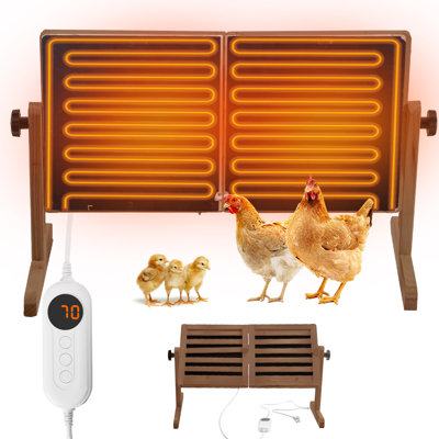 Smart Chicken Coop Heater with Adjustable Thermostat, 200W Radiant Heat Panel, Remote Control, 86-194°F Temperature Range, 12H Timer, ETL/UL Certified, Brown