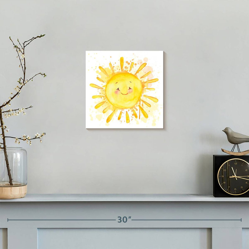 Aquarelle soleil sur toile, H 10 po x l 10 po x P 1,25 po