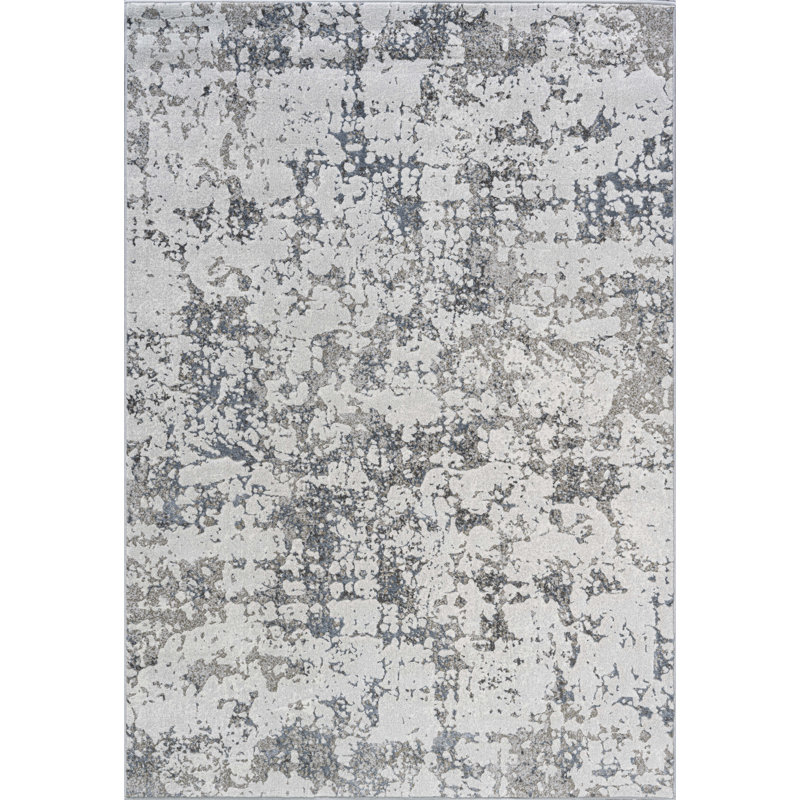 Tapis en polypropylène bleu, ivoire, gris et beige Stella, Rectangle de 5 pi x 8 pi