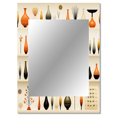 Gabriana Danish Modern Sophistication - midcentury  Unique Wall Mirror, Mid-Century Modern Mirror, Printed Metal Art
