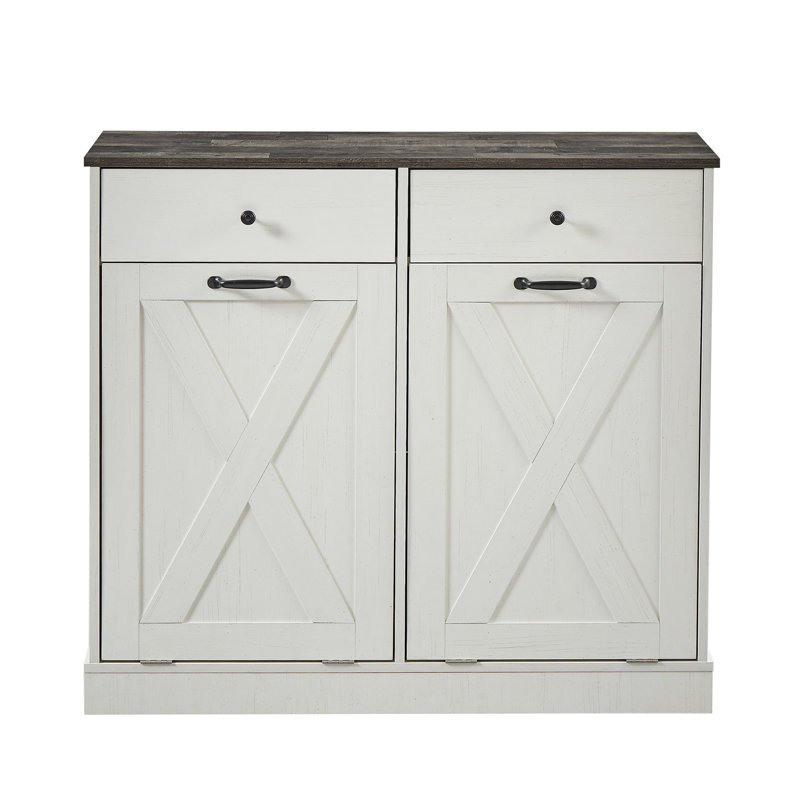 Poubelle 20 gallons, Blanc / Gris