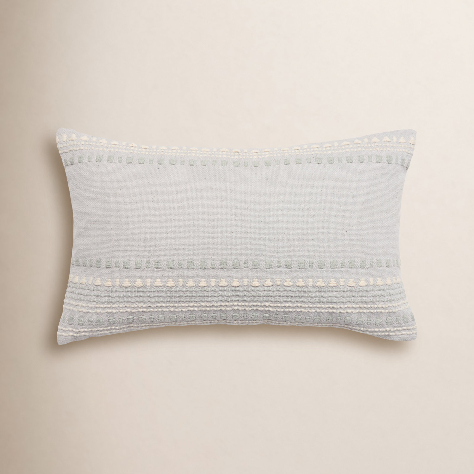 Bryson Embroidered Cotton Lumbar Throw Pillow, No Fill