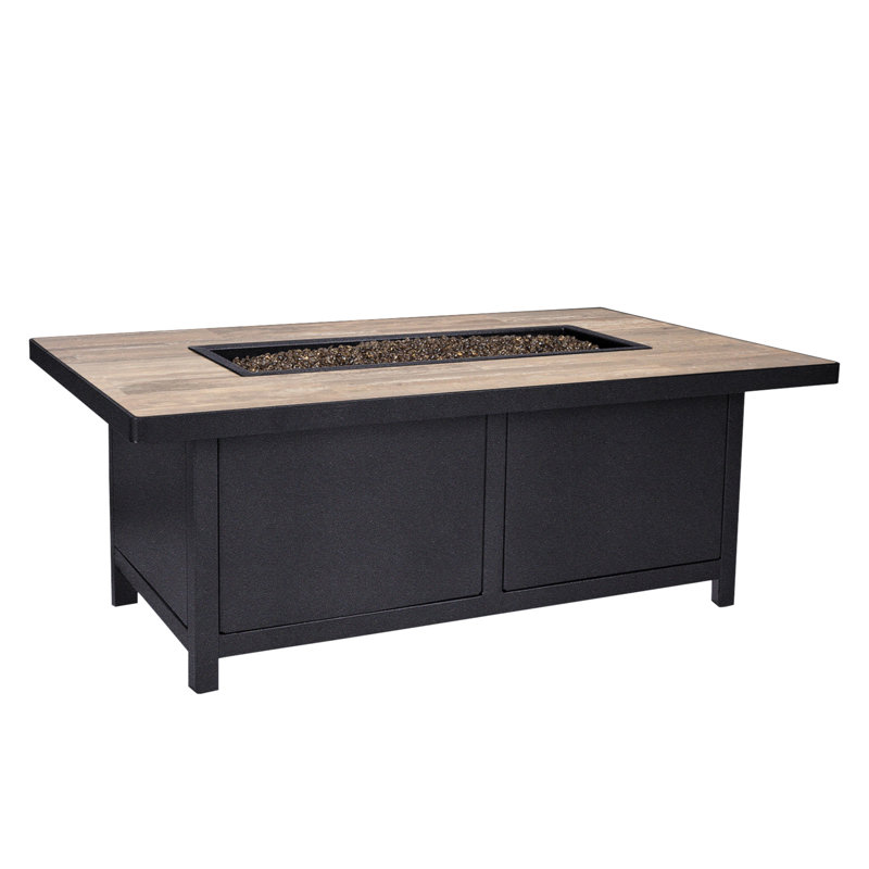 Capri Cast Iron Outdoor Fire Pit Table, 19" H x 50" W x 30" D, Venice Beach, Graphite