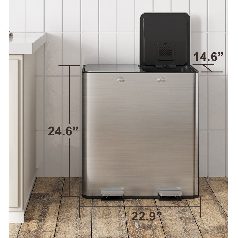 Stainless Steel 56.8 Litre Kitchen Trash Can
