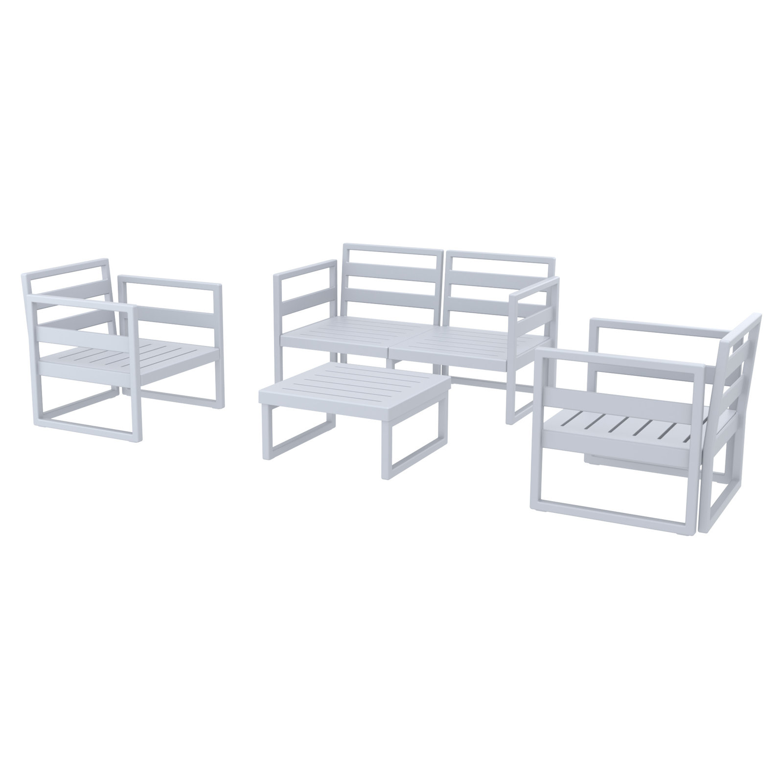 Lane 4 - Person Patio Conversation Set with Cushions, Silver/Gray, Canvas Flax Sunbrella® Canvas