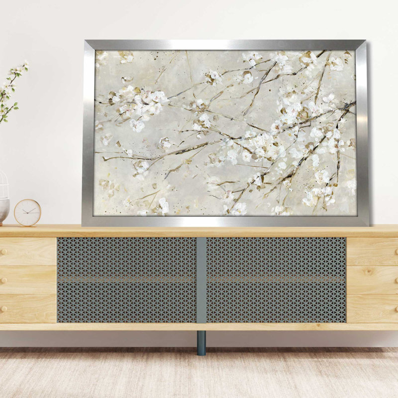 Confettis en fleurs - Peinture, L 49,5 po x H 33,5 po, Encadrement argenté