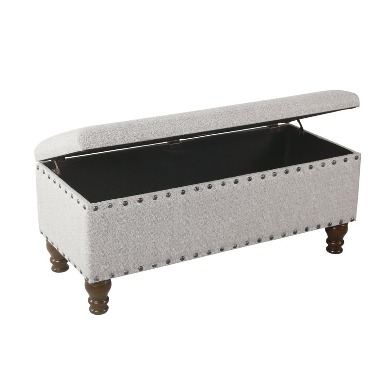 Collantes Upholstered Storage Bench, Textured Gray Woven