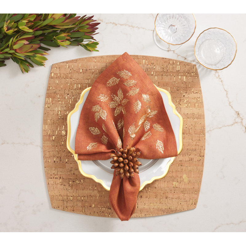 Gilded Breeze Napkin, Rust/Gold