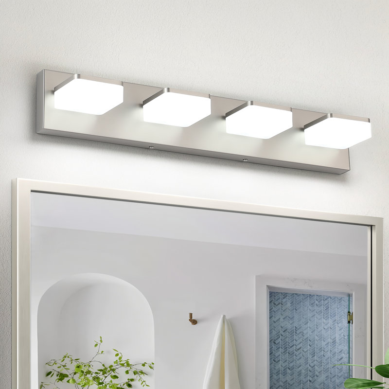 Rahmone LED Bathroom Vanity Light, High Transmittance and Dimmable with 270° Rotatable Head, Nickel, 4 Lights