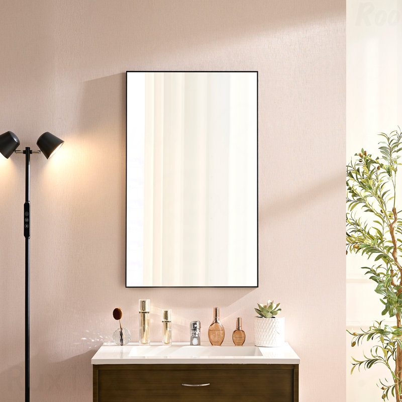 Miroir de salle de bain 60x22inch noir brillant pour miroir mural rectangulaire de salle de bain