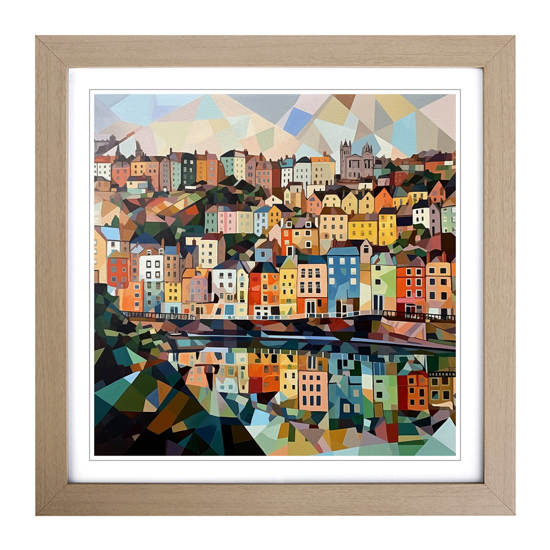 City Of Bristol Cubism - Framed Print, Oak