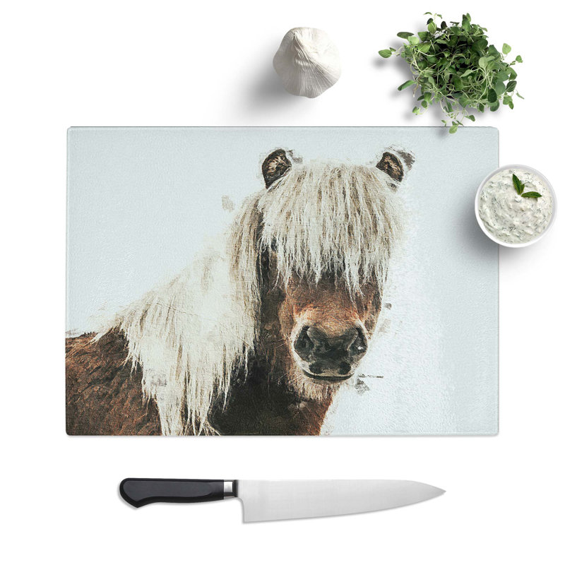 Glass Icelandic Horse Chopping Board, 28.5 cm W x 20 cm L