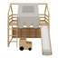 Lit mezzanine en bois avec cadre en forme de maison et auvent de style tente-114355517-114355515