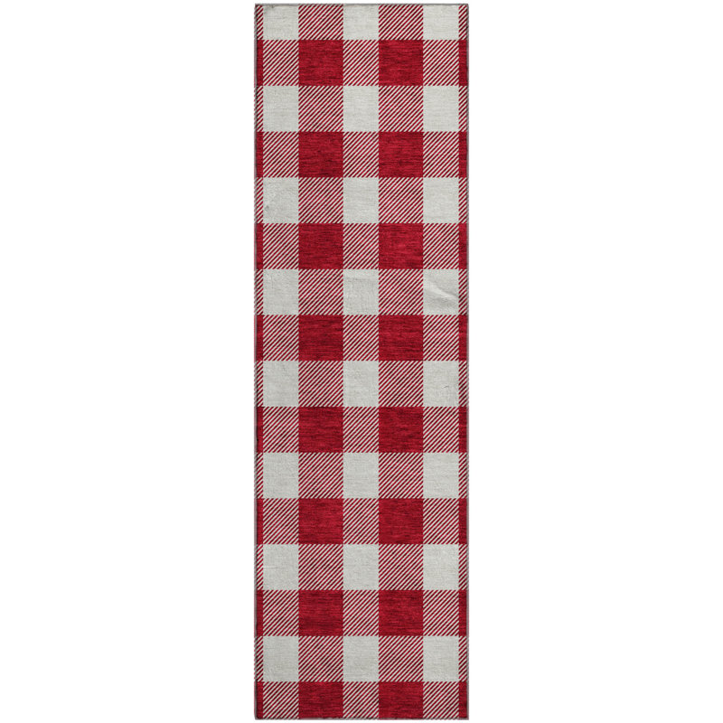Premium Machine Washable Prisco Red Rug, Runner 2'3" x 7'6"