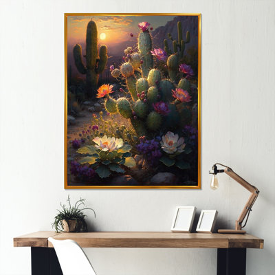 Cactus dans le désert I - montagnes, art mural