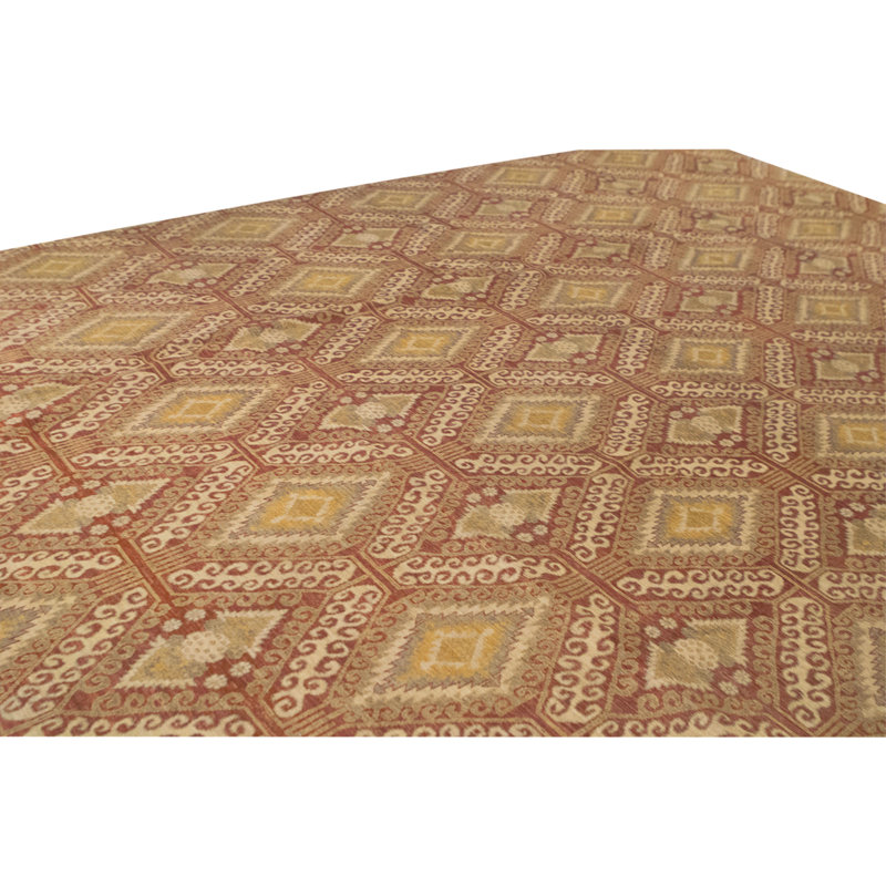 Hand Knotted Wool Area Rug in Red