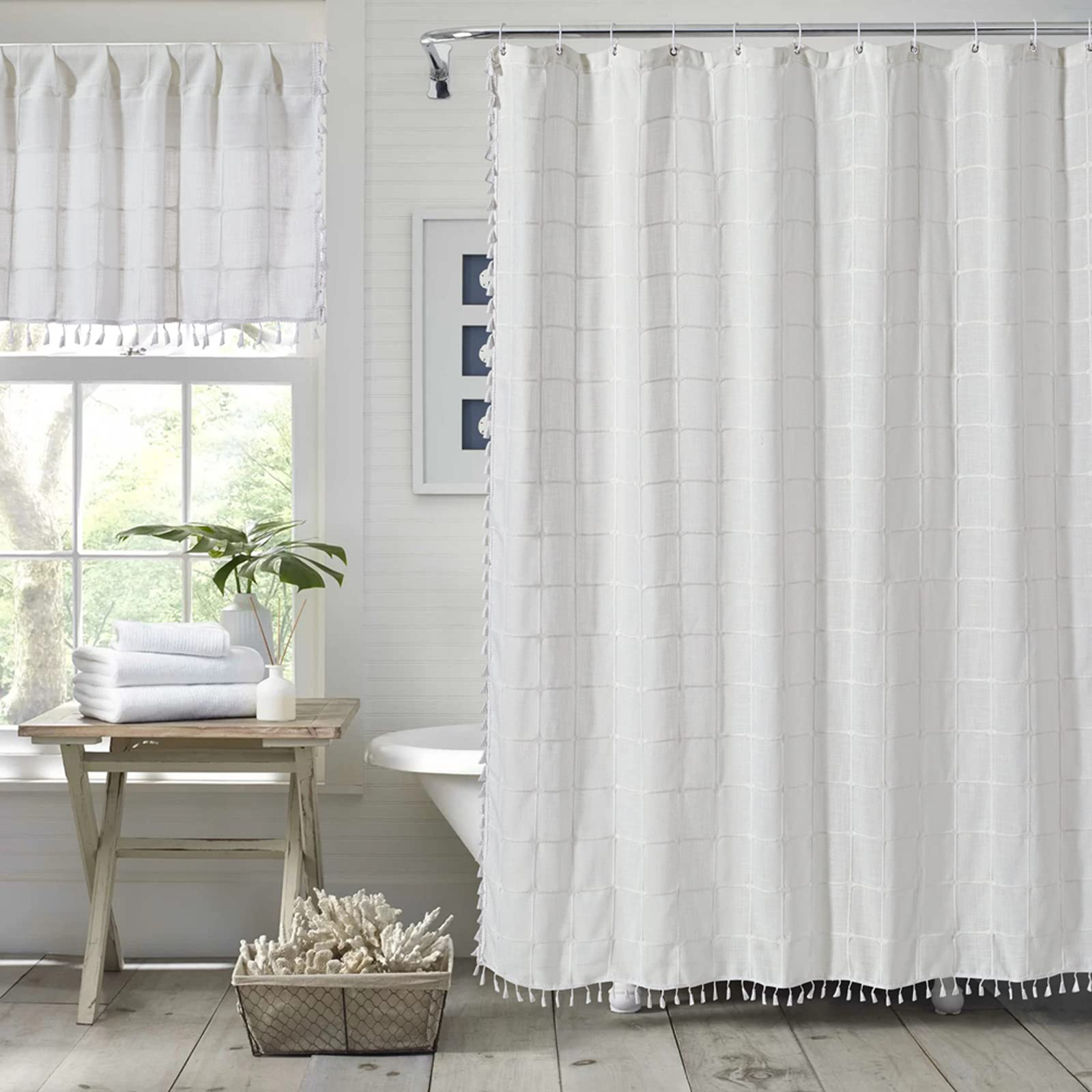 Wayfair Basics Ingham Peva Solid Color Single Shower Curtain + Beaded Roller Rings Wayfair Basics Color: White