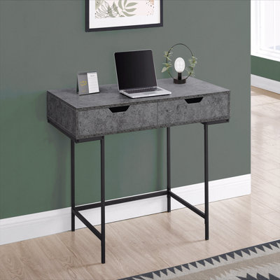 Bureau d'ordinateur, bureau personnel, ordinateur portable, tiroirs de rangement, L 48 po, travail, stratifié gris, métal noir, contemporain, moderne