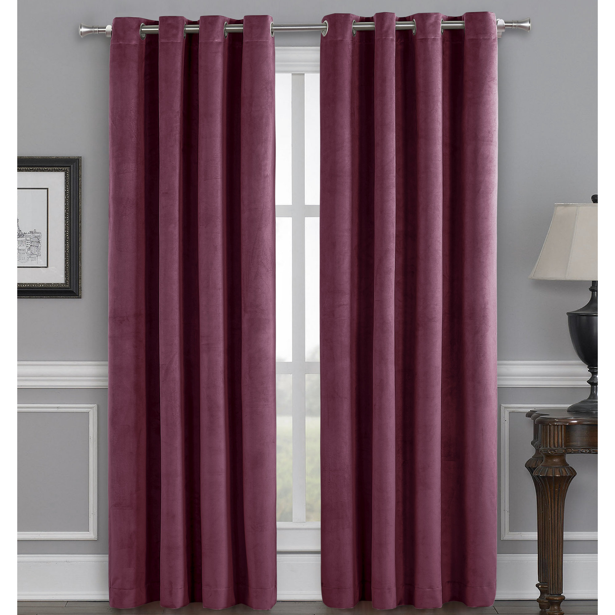 Caffee Blackout Velvet Curtain, Red