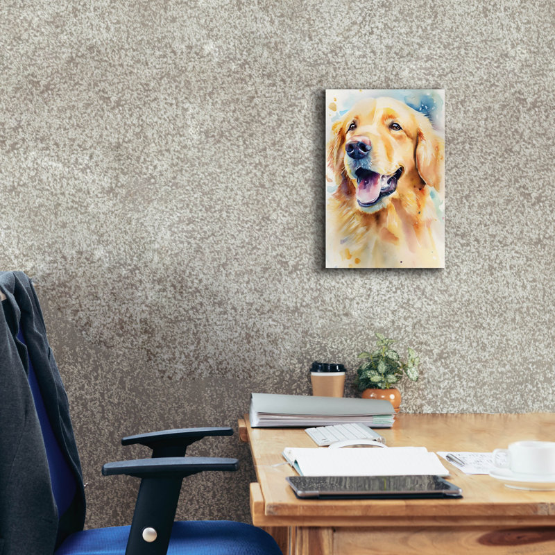 "Golden Retriever" par Petals Prints Design, H 18 po x l 12 po x P 0,75 po