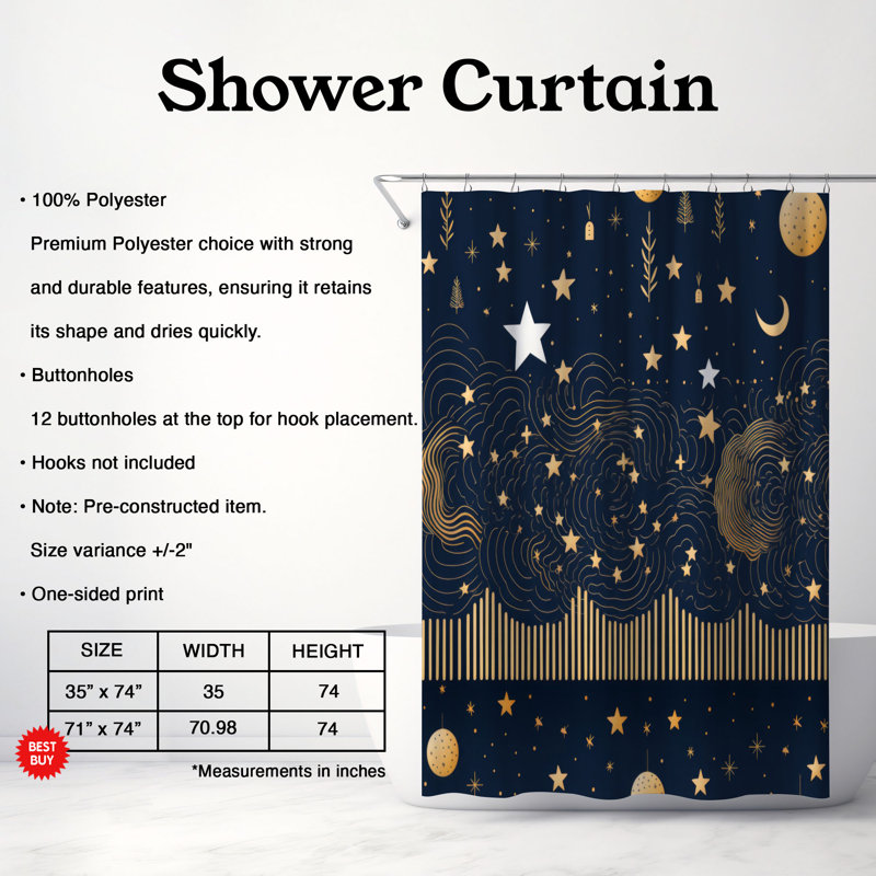 Rideau de douche Festive Twilight - Premium, H 74 po x l 71 po
