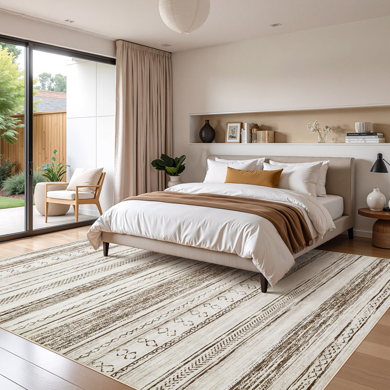 Modern Geometric Area Rug Moroccan Washable Low Pile Carpet Non-Slip Abstract Pattern Soft Floor Mat, Rectangle 10' x 12'