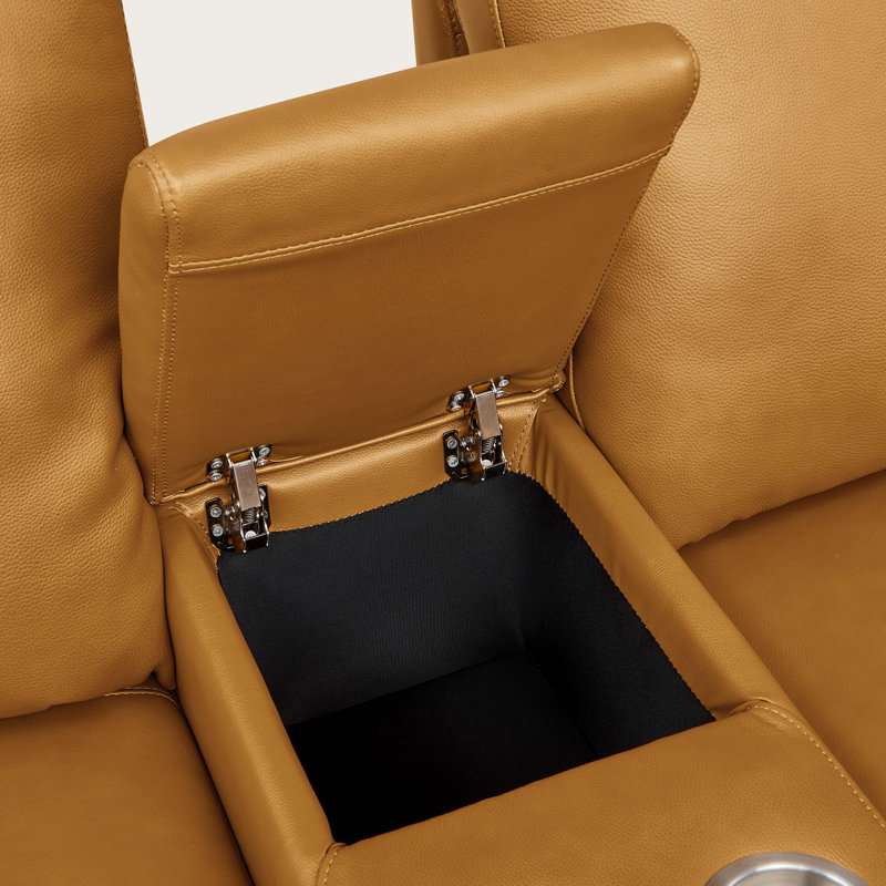 Namdor Leather Match Power Recline Sectional, Ginger Leather Match