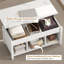 Table basse à plateau relevable avec rangement, table centrale moderne, blanc
