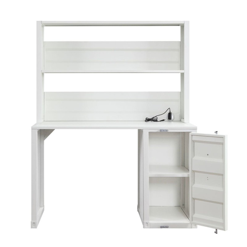 Iron Writing Desk, 59" H x 48" W x 24" D, White