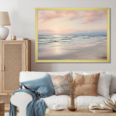 Beach Serenity Gentle Pink Pastel Sunrise - Beach Canvas Print