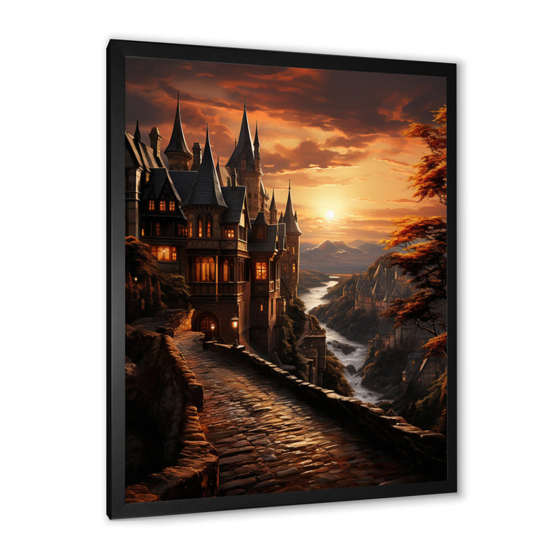 «Castles Sunset Citadel», reproduction sur toile, Cadre photo noir, H 40 po x l 30 po x P 1,5 po