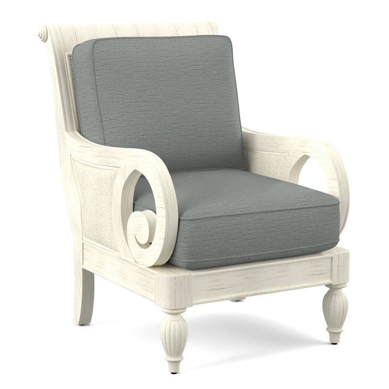 Grand View 71.12Cm Wide Armchair, White Textured Performance; 0865-91, Antique Frost White Finish
