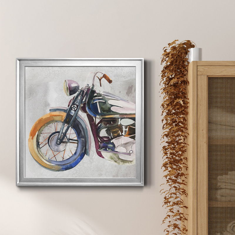 Maarti Moto I - impression, H 30,5 po x l 30,5 po x P 1,5 po, Toile avec cadre argenté, Pas de tapis