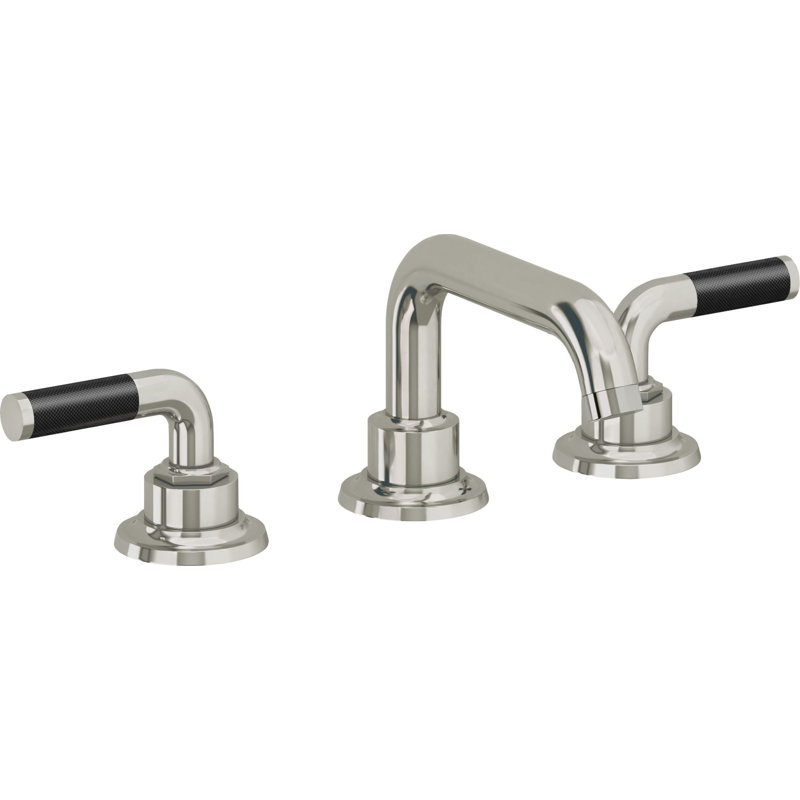 Descanso 8" Widespread Lavatory Faucet with Carbon Fiber Handle and Completely Finished ZeroDrain, Polished Nickel