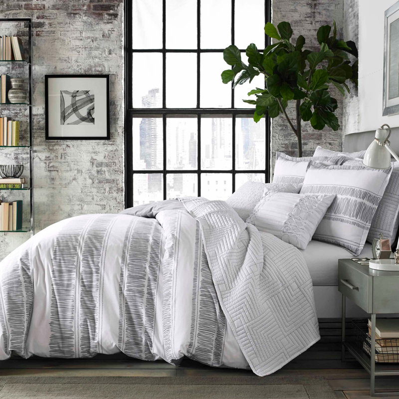 Ziggy 100% Cotton Reversible Duvet Cover Set, Full/Queen Duvet Cover + 2 Shams