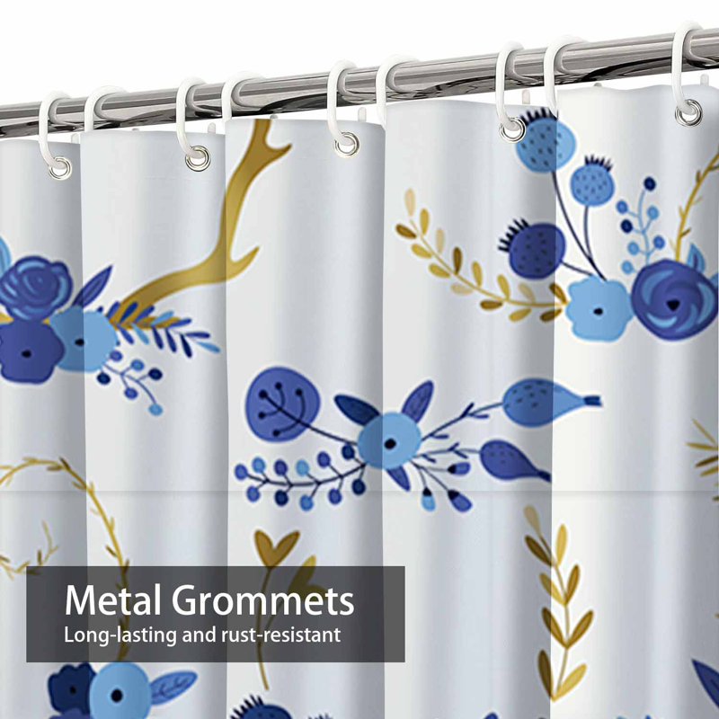 Rideau de douche avec 12 crochets Wreaths, L 72 po x l 78 po