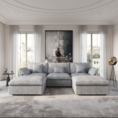 Kyna Upholstered 5-piece Linen Slipcovered Sectional(3 Seat)
