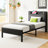 Twin Size Bed Frame, Storage Headboard With Charging Station, Solid And Stable, No Box Spring Needed