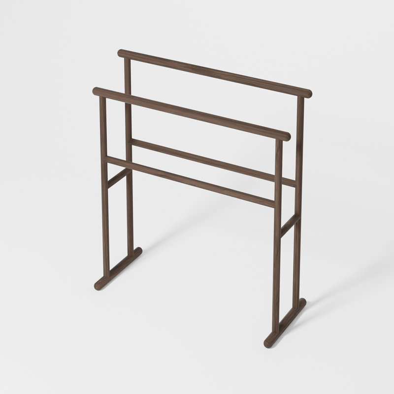 Iklim Wood 4 Freestanding Towel Stand, Walnut