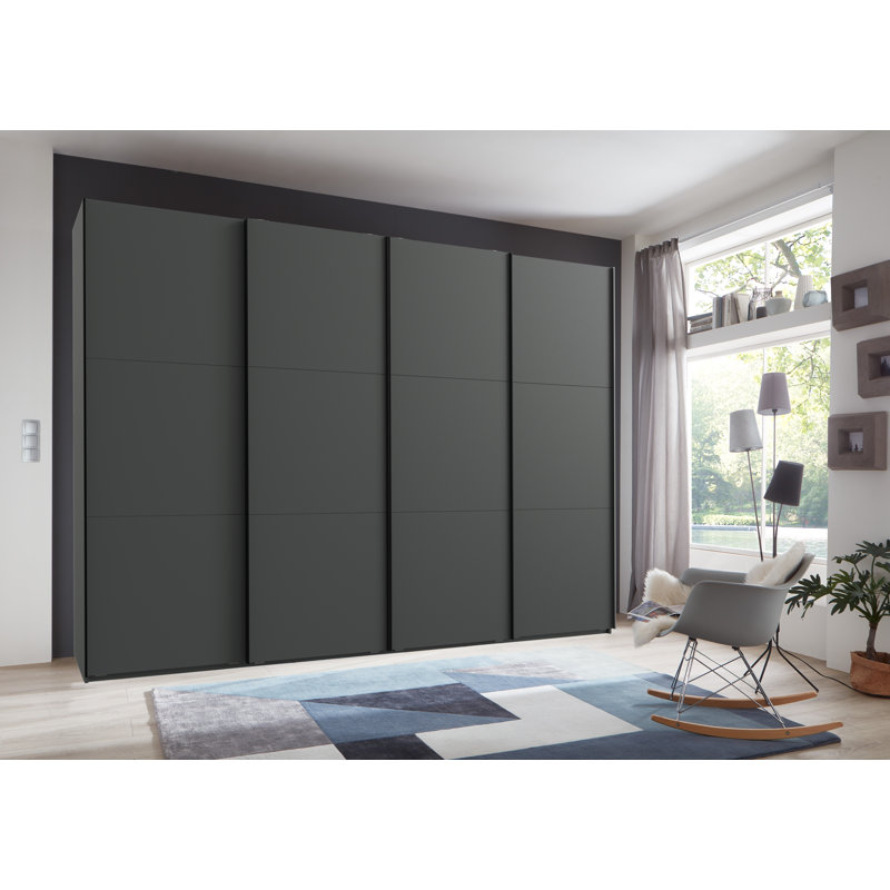 Guardino 4 Door Wardrobe, 236cm H x 300cm W x 65cm D, Graphite