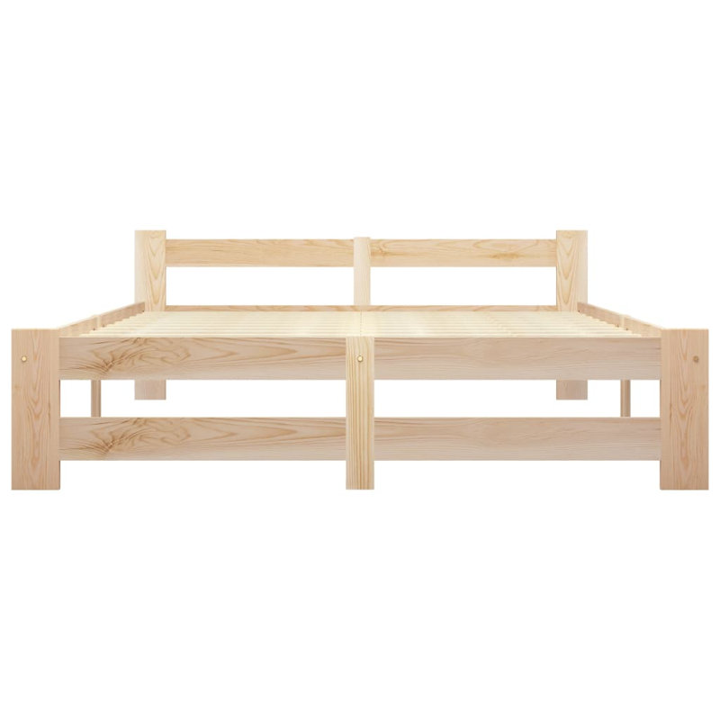 Berna Solid Wood Bed, European Double (140 x 200cm), Light Brown