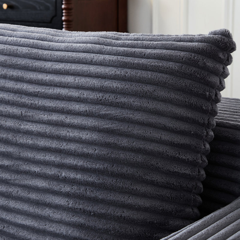 Canapé profond en nuage de velours côtelé 6 places, modulaire avec porte-gobelets, gris, moderne, sans assemblage, confortable pour les films et les dimanches paresseux idéaux