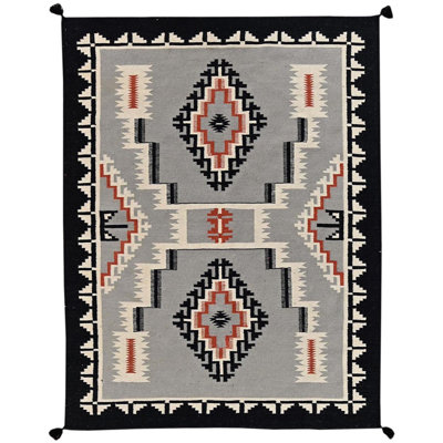 Tapis oriental 100% laine tissé à la main à motif géométrique 5 pi 4 po x 6 pi 10 po gris espagnol, tissé à la main