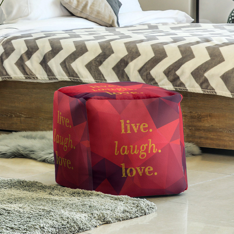 Upholstered Ottoman, Ruby/Gold