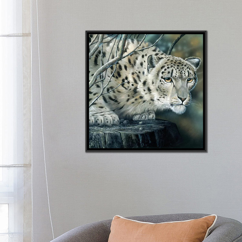 «White Tiger», impression sur toile, H 18 po x l 18 po x P 1,5 po, Toile encadrée noire, Pas de tapis